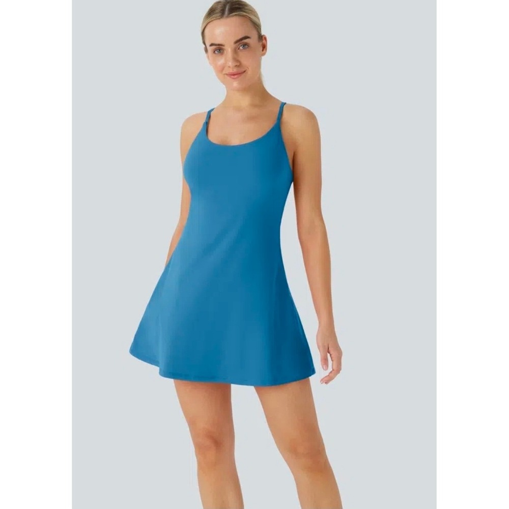 Halara Cloudful Air Everyday 2-in-1 Activity Dress Blue Medium NWT